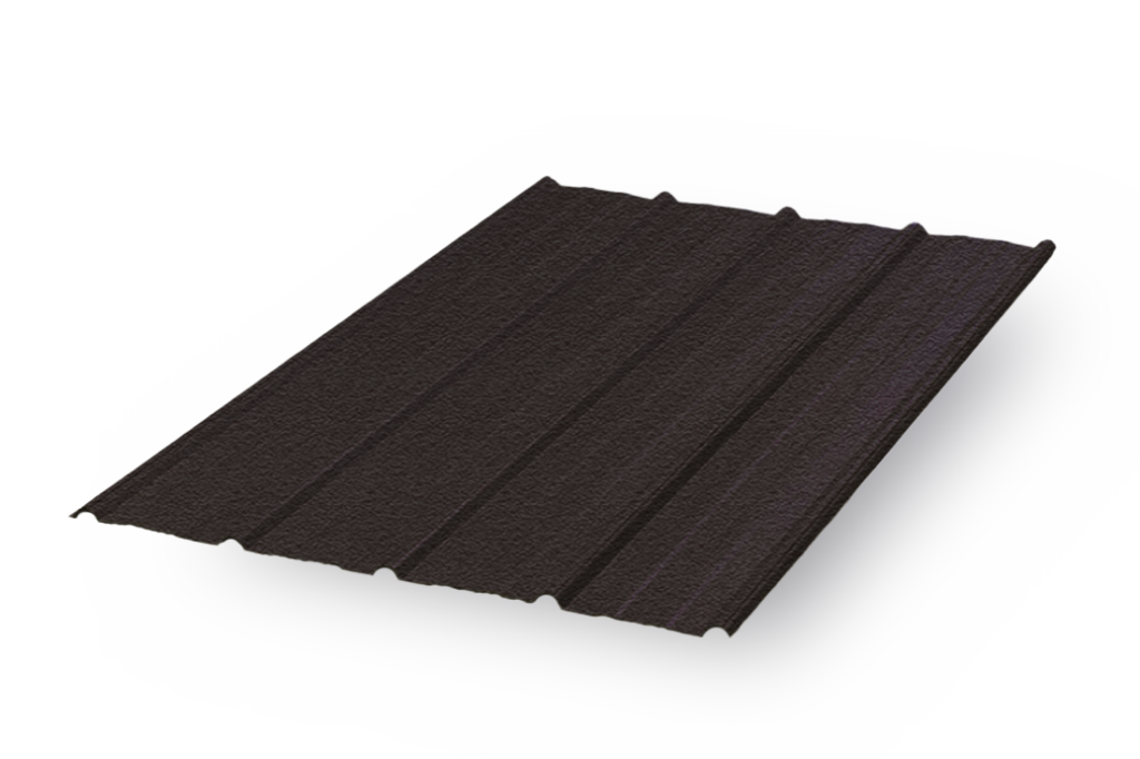 textured dark brown metal roofing